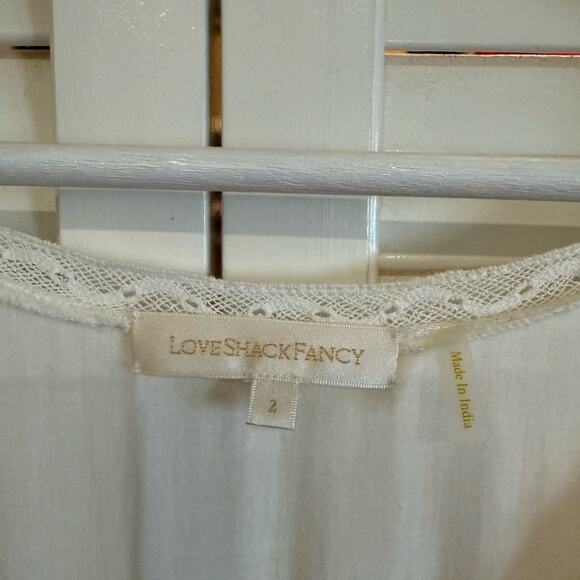 Loveshackfancy Lena White V-Neck Mini Dress w/ Embroidery - Picture 8 of 11